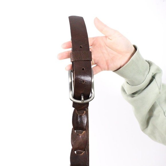 *Landes Brown Italian Leather Belt With Braid - Picture 5 of 7